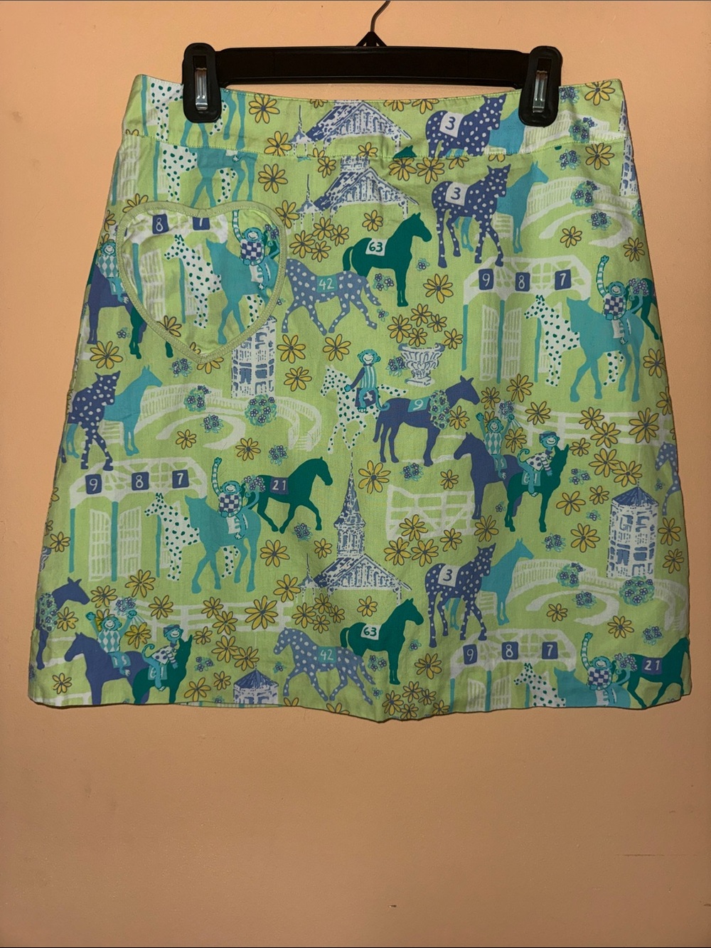 Vintage Lilly Pulitzer "Low Riders" Equestrian Print Skirt Size 4